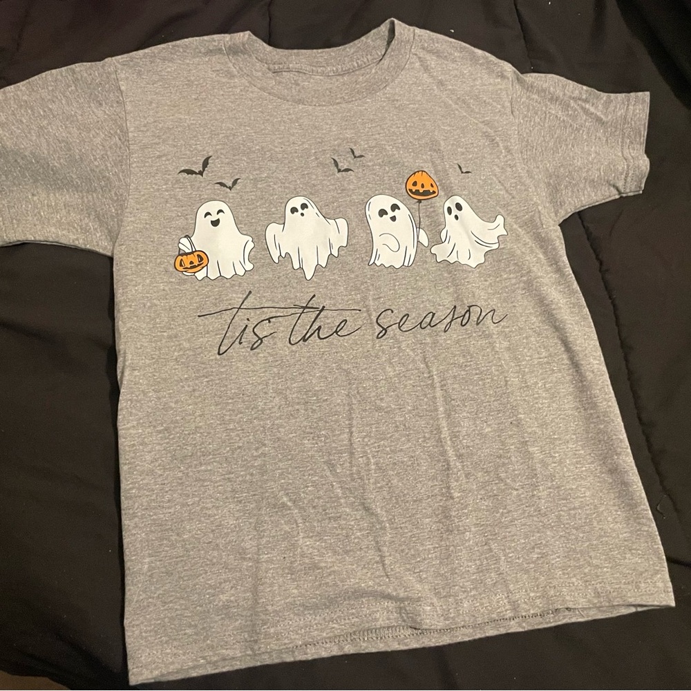 Gildan Gray Kids Short Sleeve Tee with Ghost Design